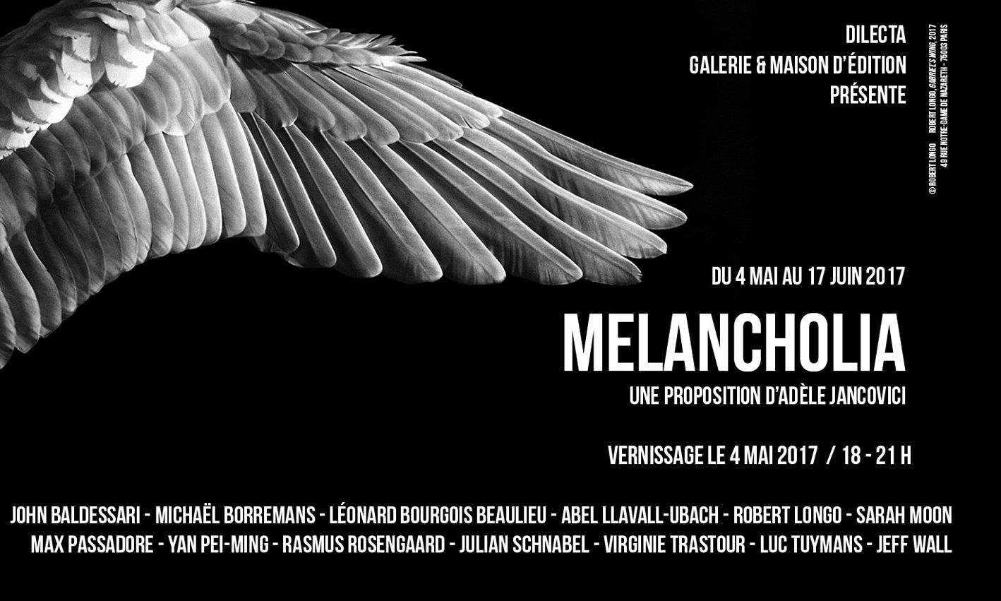 Melancholia, invitation, with Robert Longo, Untitled (Gabriel’s Wing), 2017